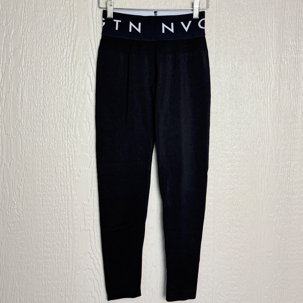 NVGTN Womens Best Sellers Leggings Black High Waist Logo Band Size S